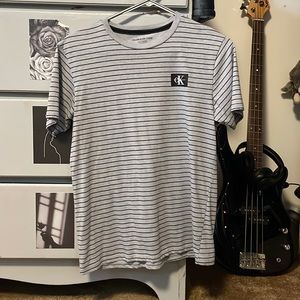 Boys Large Striped Gray/Black Calvin Klein T-shirt